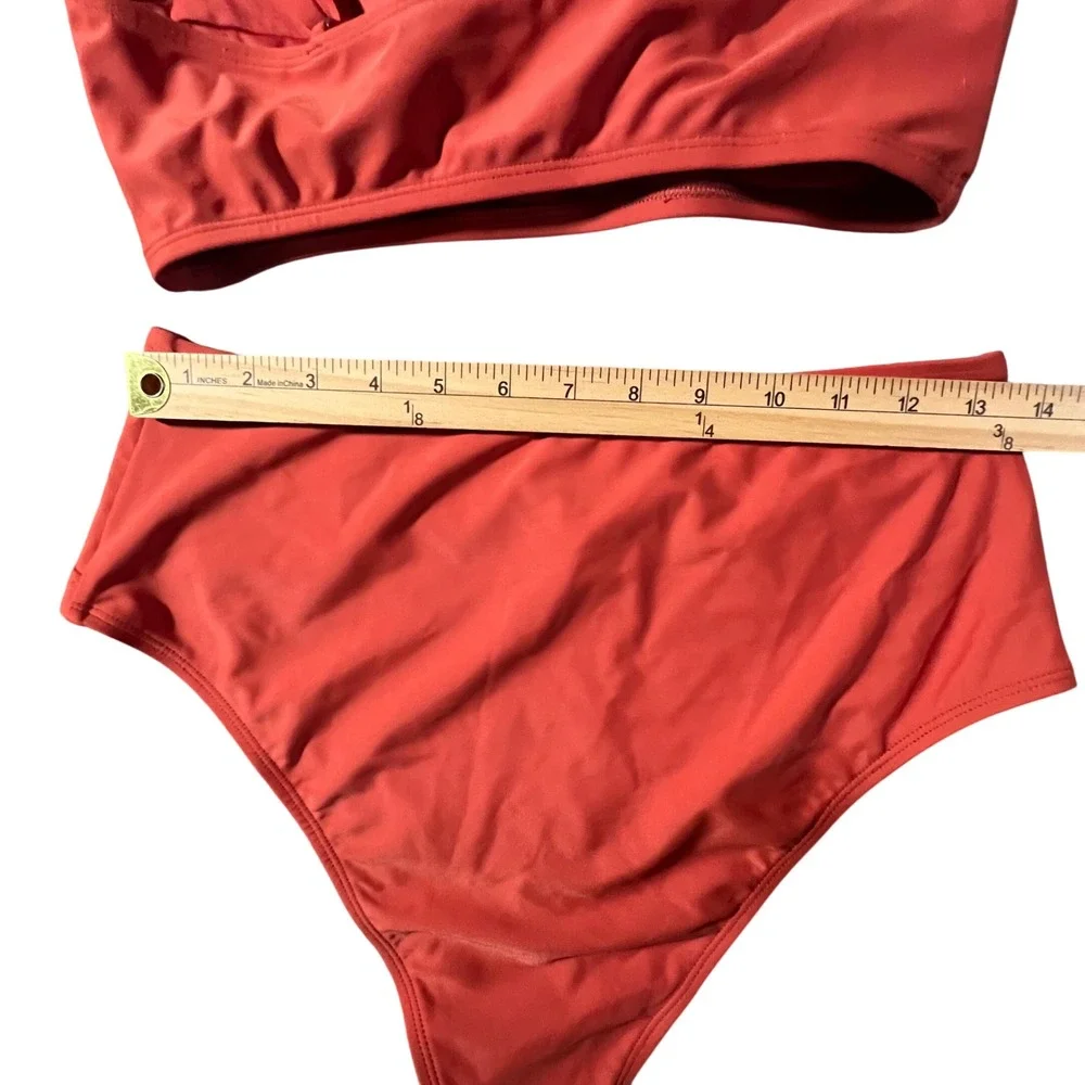 Cupshe Bikini‎ Set Womens Large Rust Twist Front High Waisted Two Piece Swimsuit